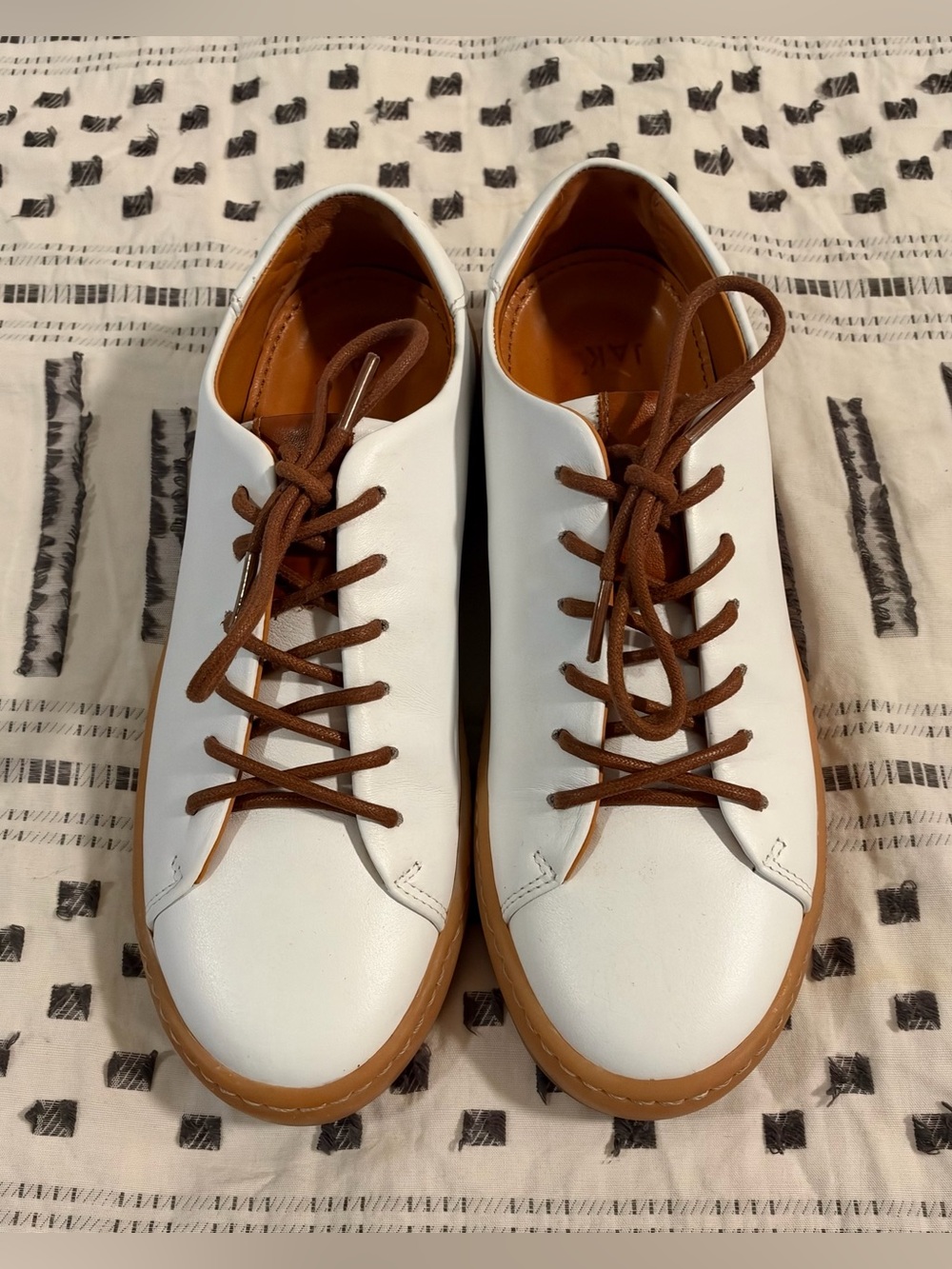JAK Royal White Full Grain Leather Minimalist Low Top Sneakers Trainers EU 36